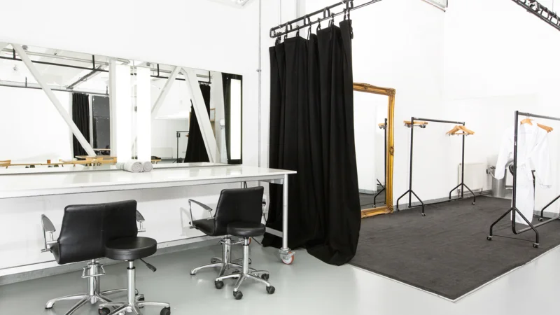 Hair, makeup and styling area
