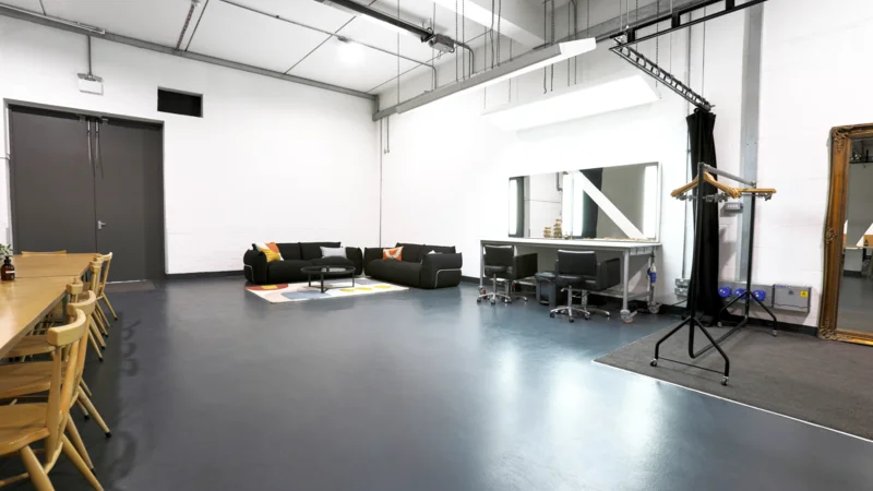 Hair and makeup area