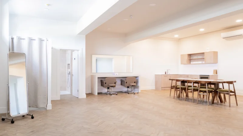 Hair and makeup room